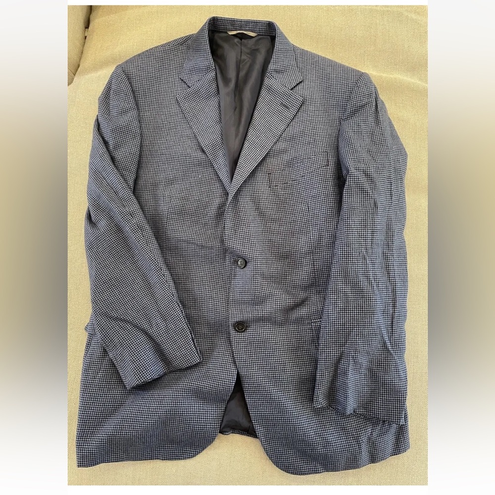 CANALI made in italy Silk Linen Wool Puppytooth Check Jacket Size 48 R $1895